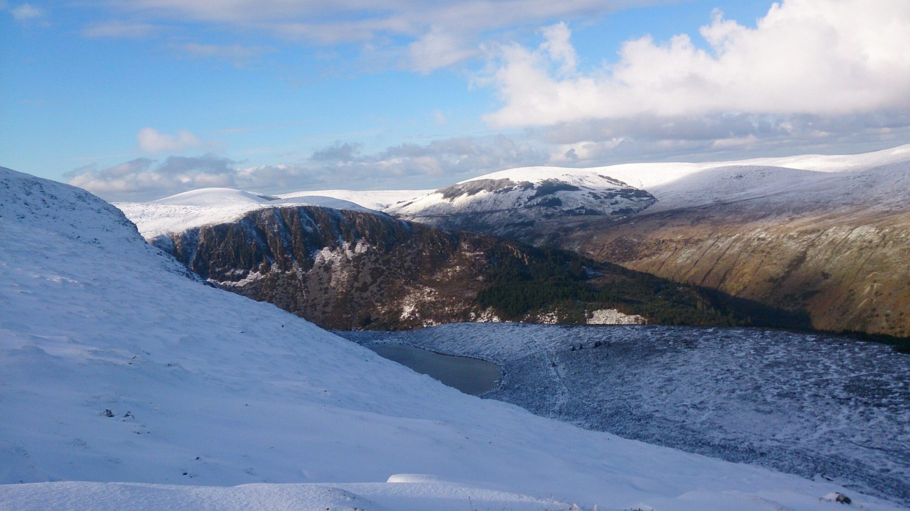 a snow covered Lugnaquilla mountain